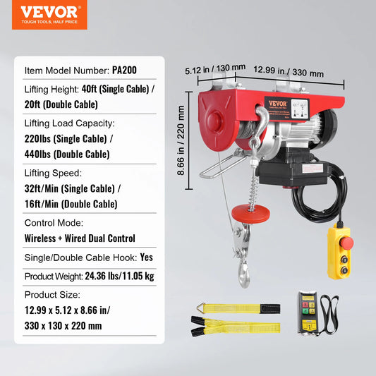 SucceBuy Wireless Electric Hoist Garage Lifting Heavy Loads