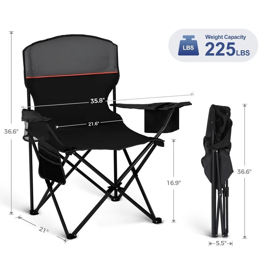 Camping Chair 2 Pack With 3 Can Cooler Bag And Cup Holder