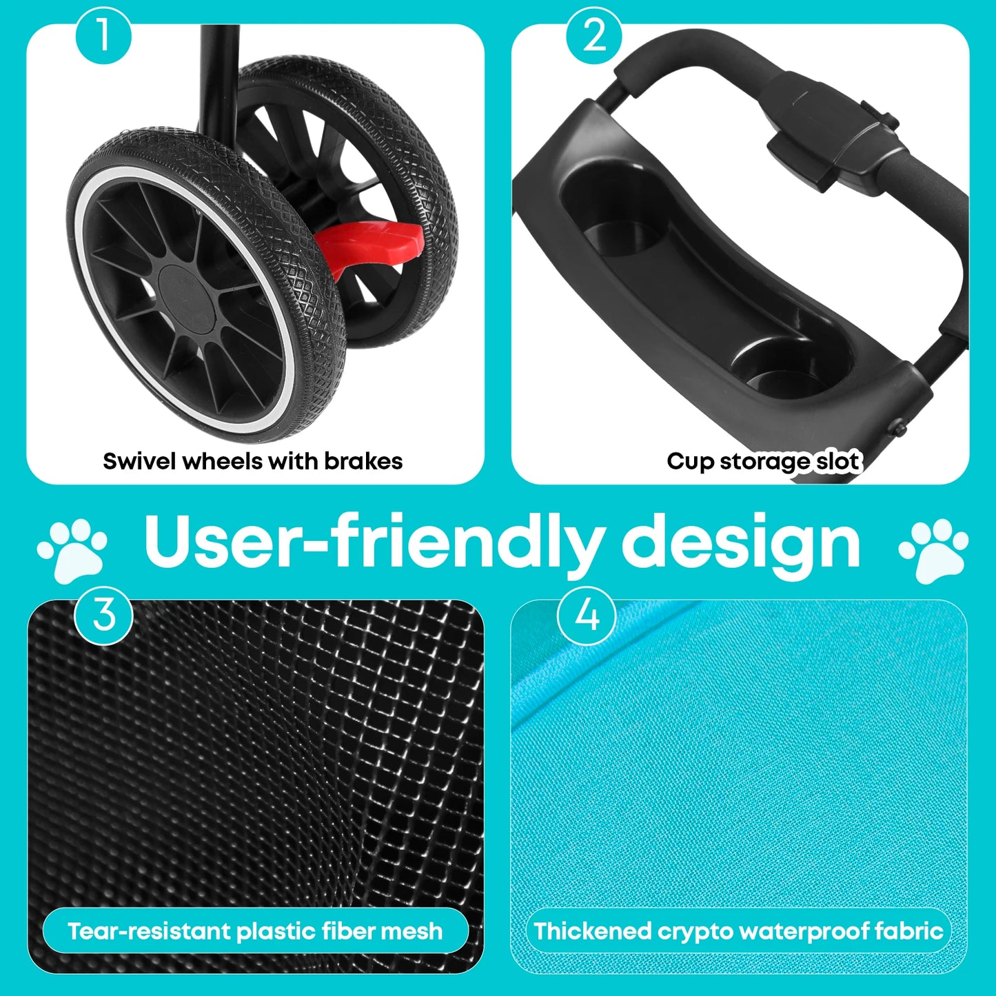 Chihuahua Dog Stroller Foldable With Universal Wheels For Travel
