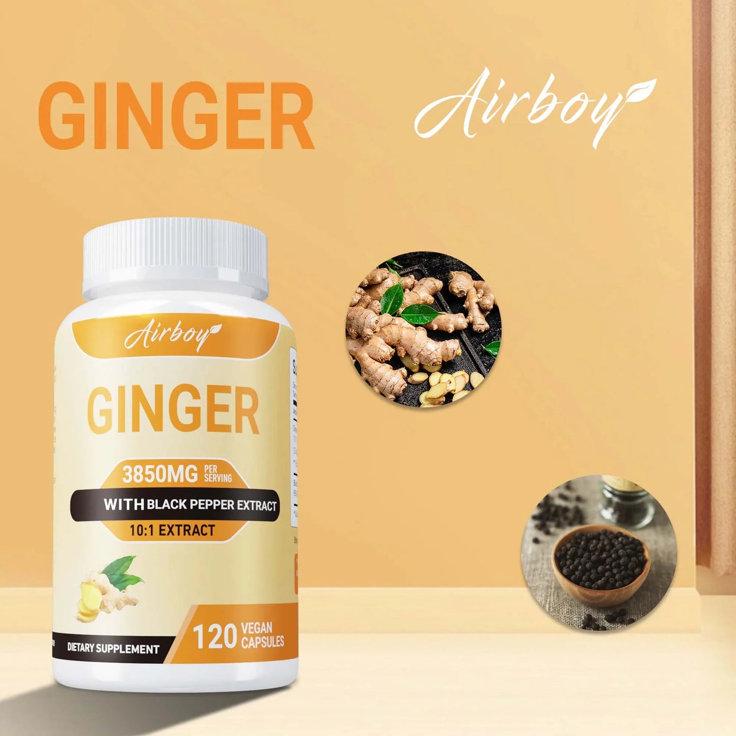 Airboy Ginger 3850MG Supplement Supports Immune System Digestion And Performance