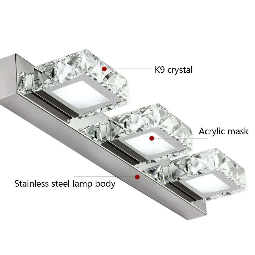 Three LED Bathroom Vanity Mirror Light Fixture Wall Lamp