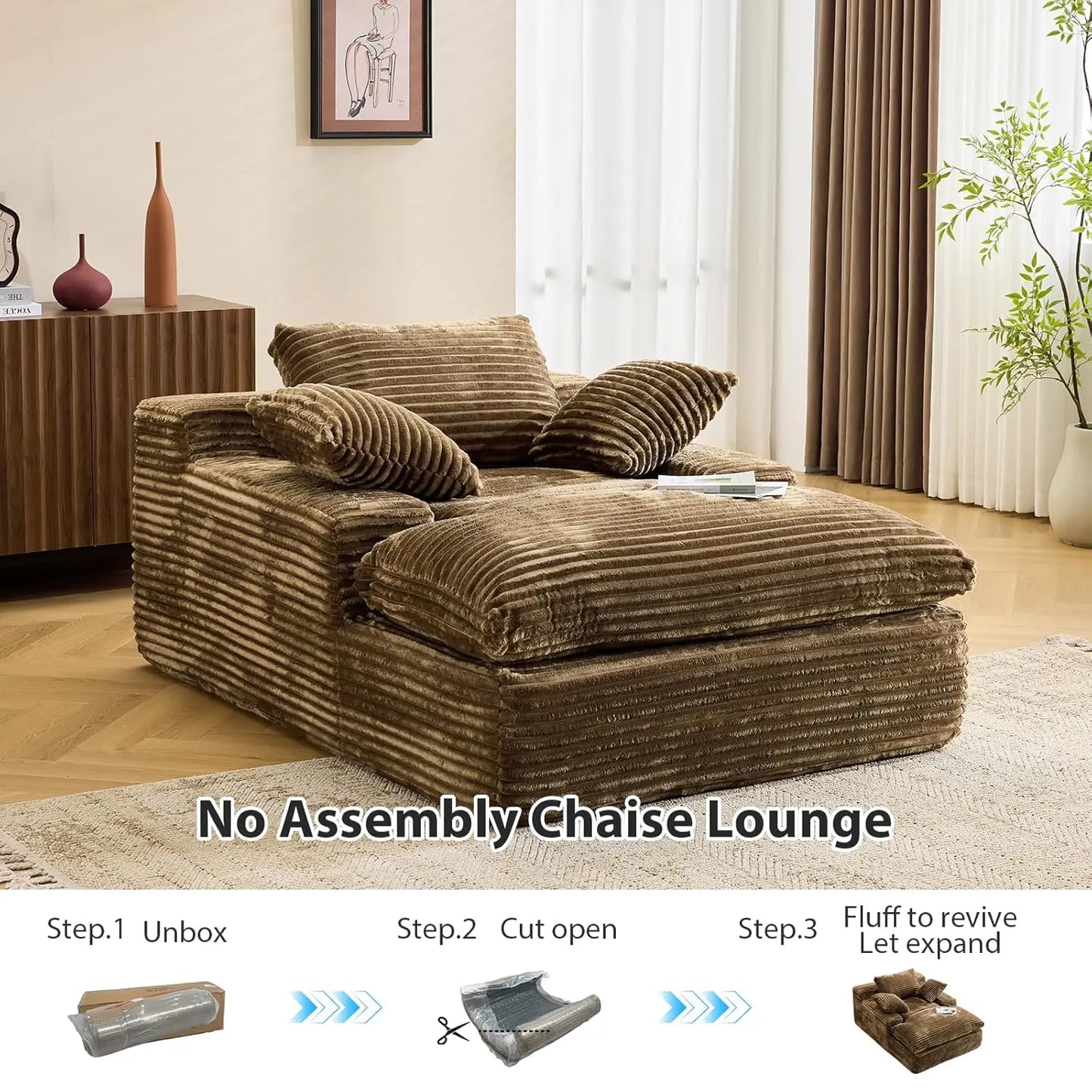 Corduroy Chaise Lounge Sofa Bed Modern Living Room Chair