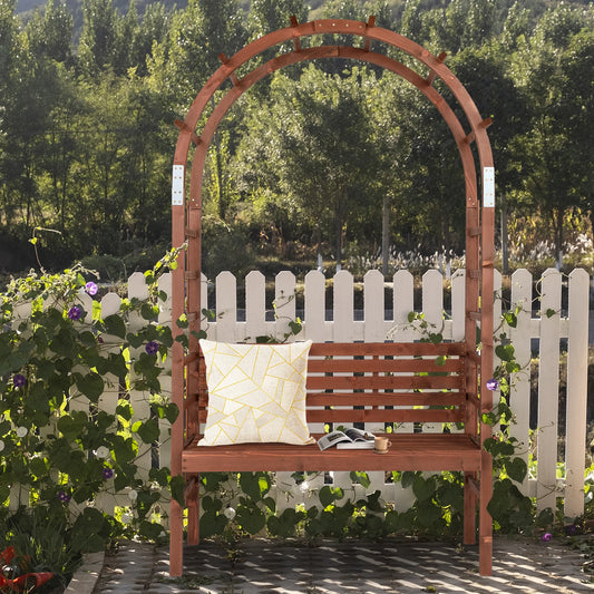 Wooden Garden Arch With Bench For Climbing Plants Outdoor Decor