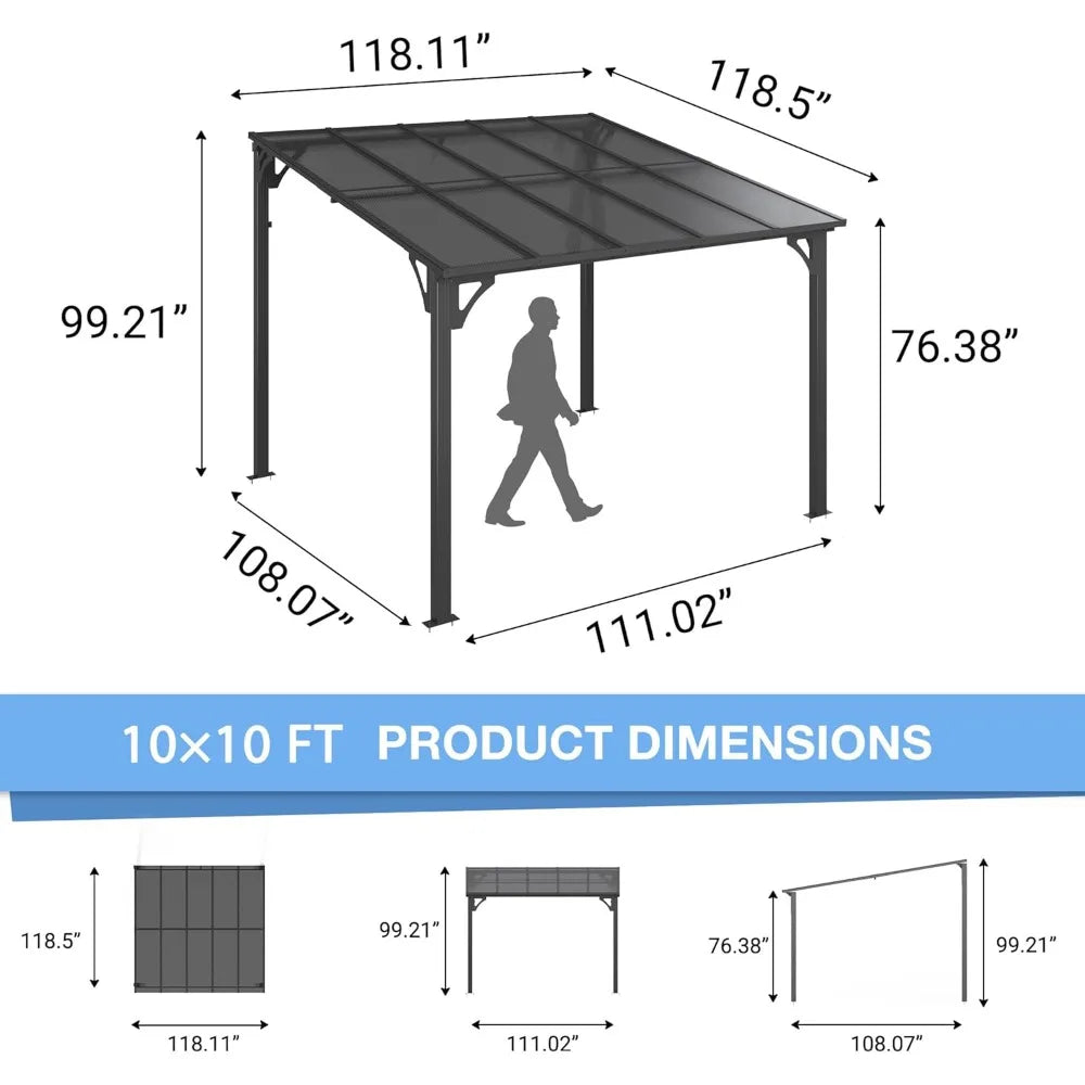 Durable Aluminum Gazebo Pergola For Patio With Weatherproof Hardtop