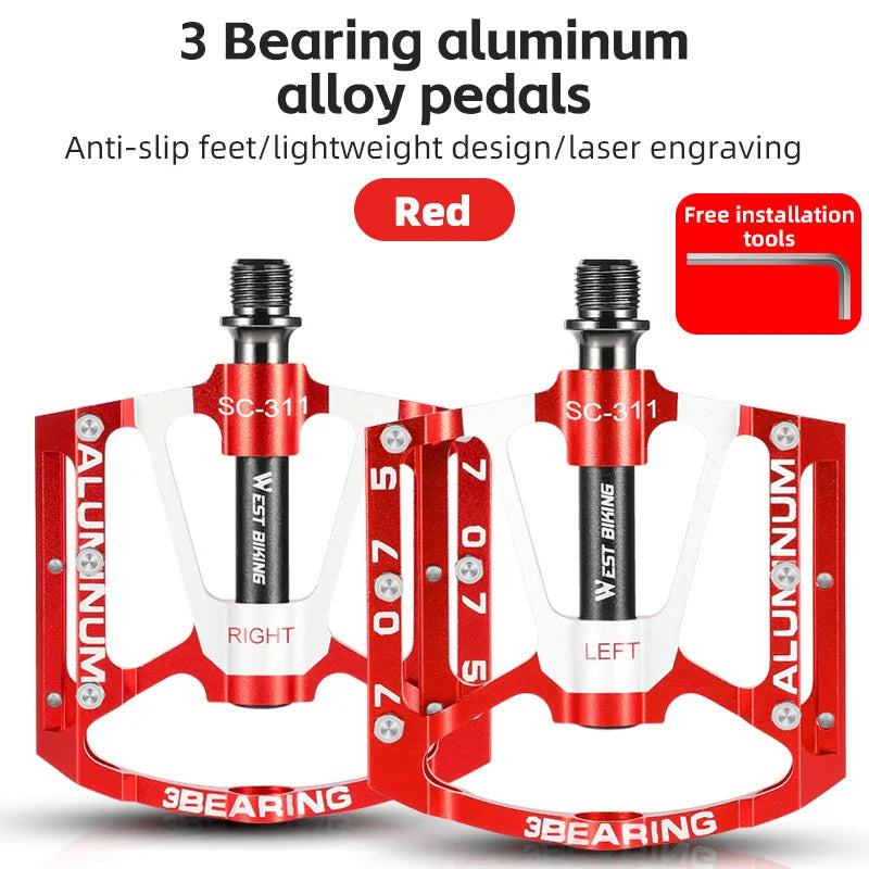 West Biking Ultralight Aluminum Bicycle Pedal for Mountain and Road Bikes