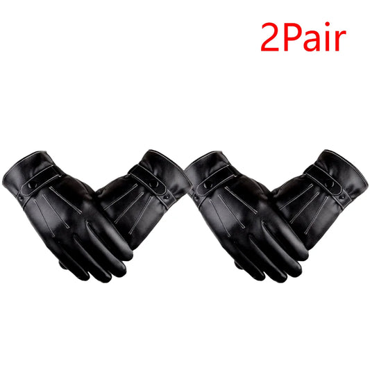 Shunmaii Men's Cycling Warm PU Leather Riding Gloves