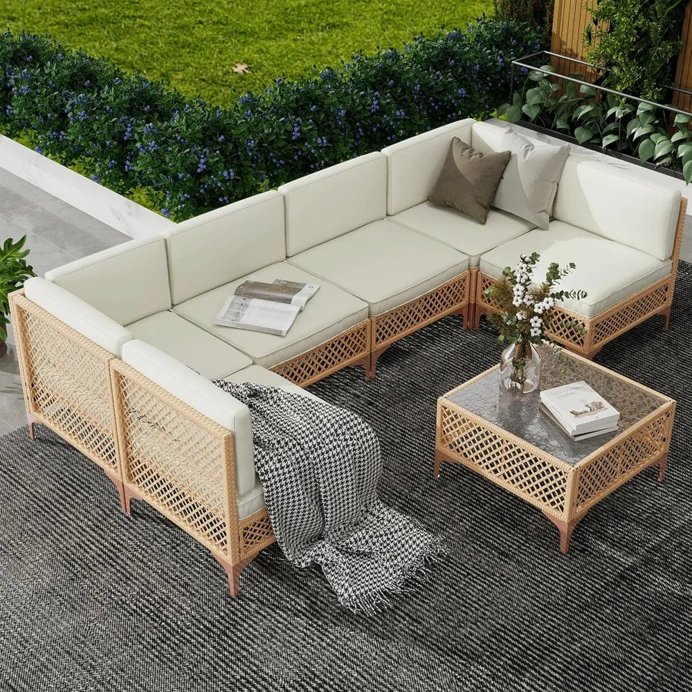 Boho Outdoor Wicker Patio Sectional Sofa Set for Cozy Outdoor Living