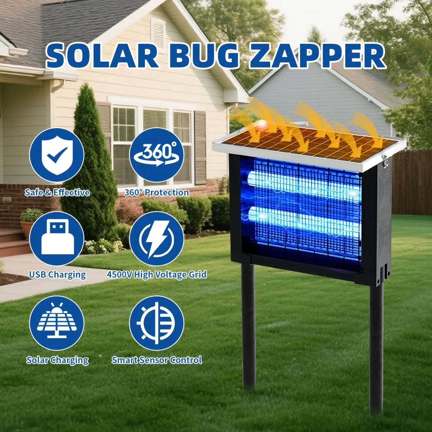 Solar Bug Zapper Outdoor Portable Rechargeable Mosquito Killer