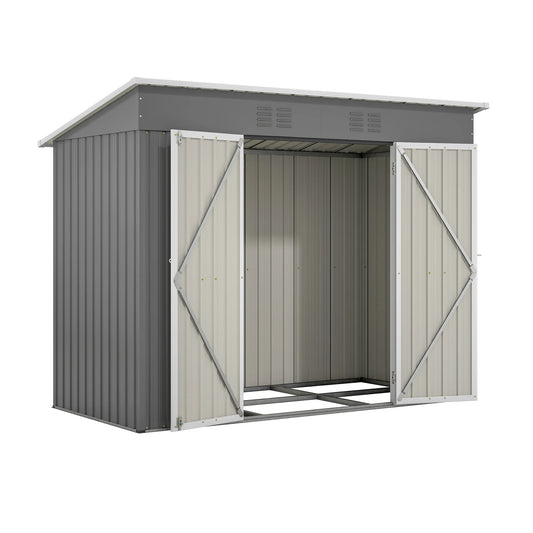 LZBEITEM Metal Outdoor Storage Shed Lean To With Lockable Door