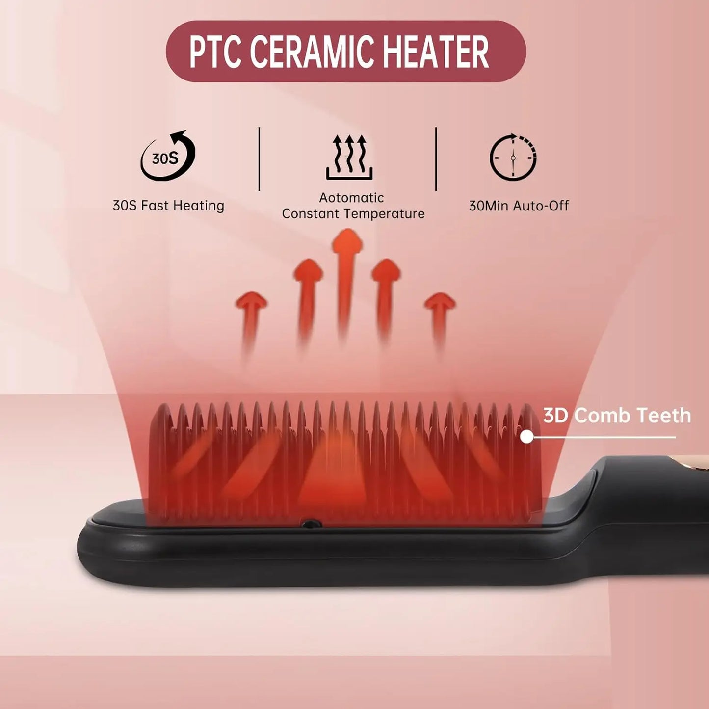 AP02 Negative Ionic Hair Straightener Brush Fast Heating Auto Off