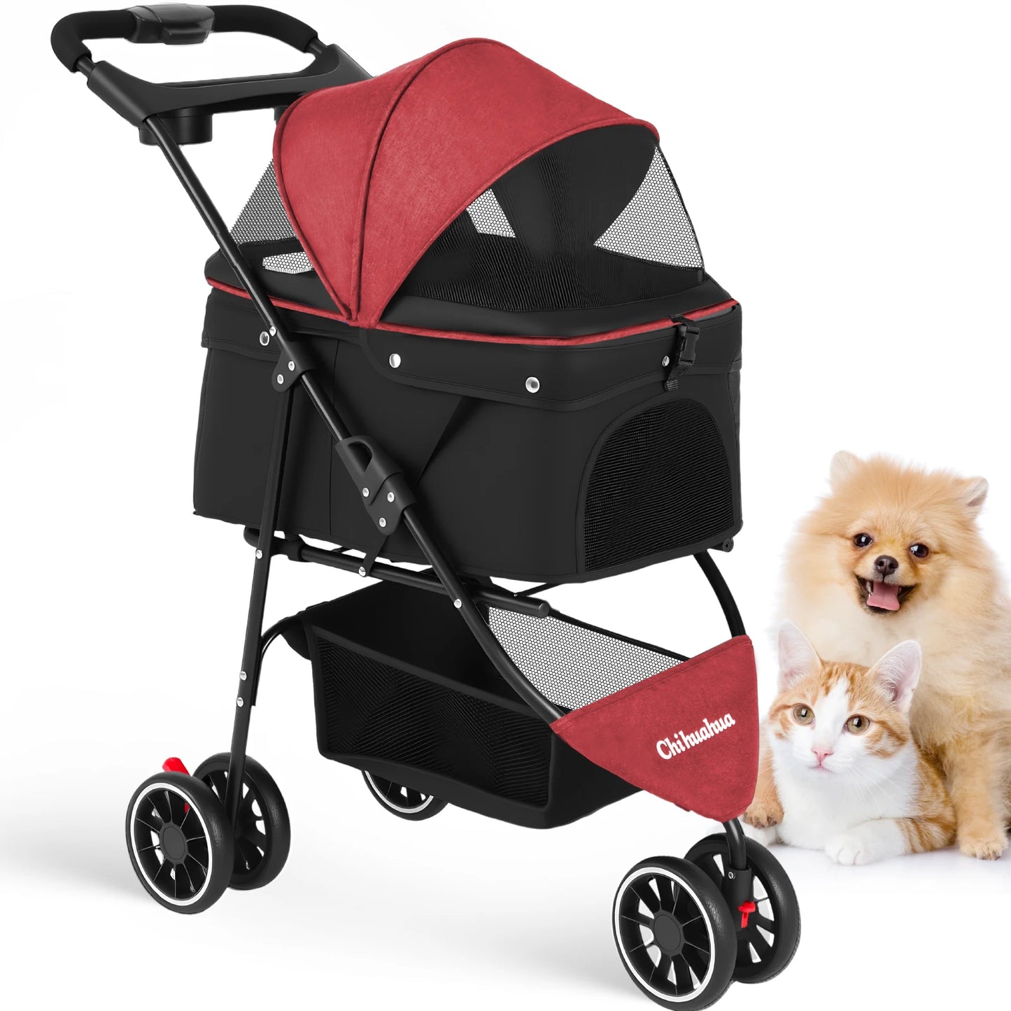 Chihuahua Dog Stroller Foldable With Universal Wheels For Travel