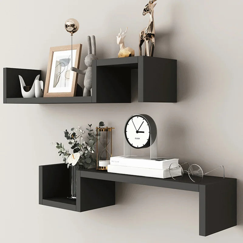 Wooden Wall Mounted Floating Shelves Set High Load Capacity