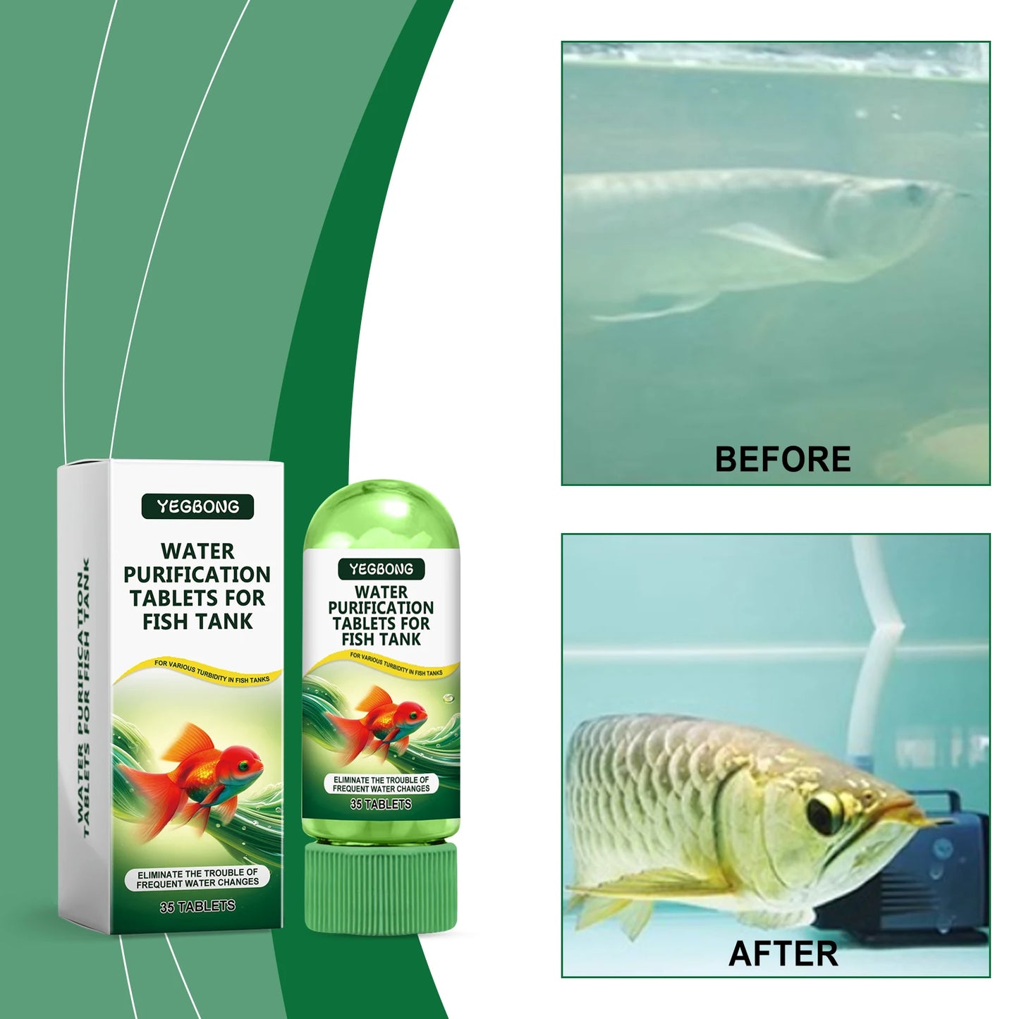 Fish Tank Water Purification Tablets For Clear Algae Free Aquariums
