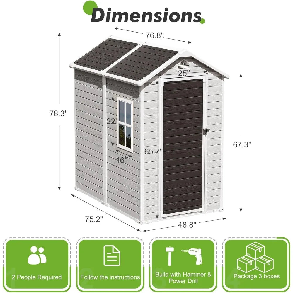 Plastic Outdoor Shed With Floor Waterproof For Garden Tools