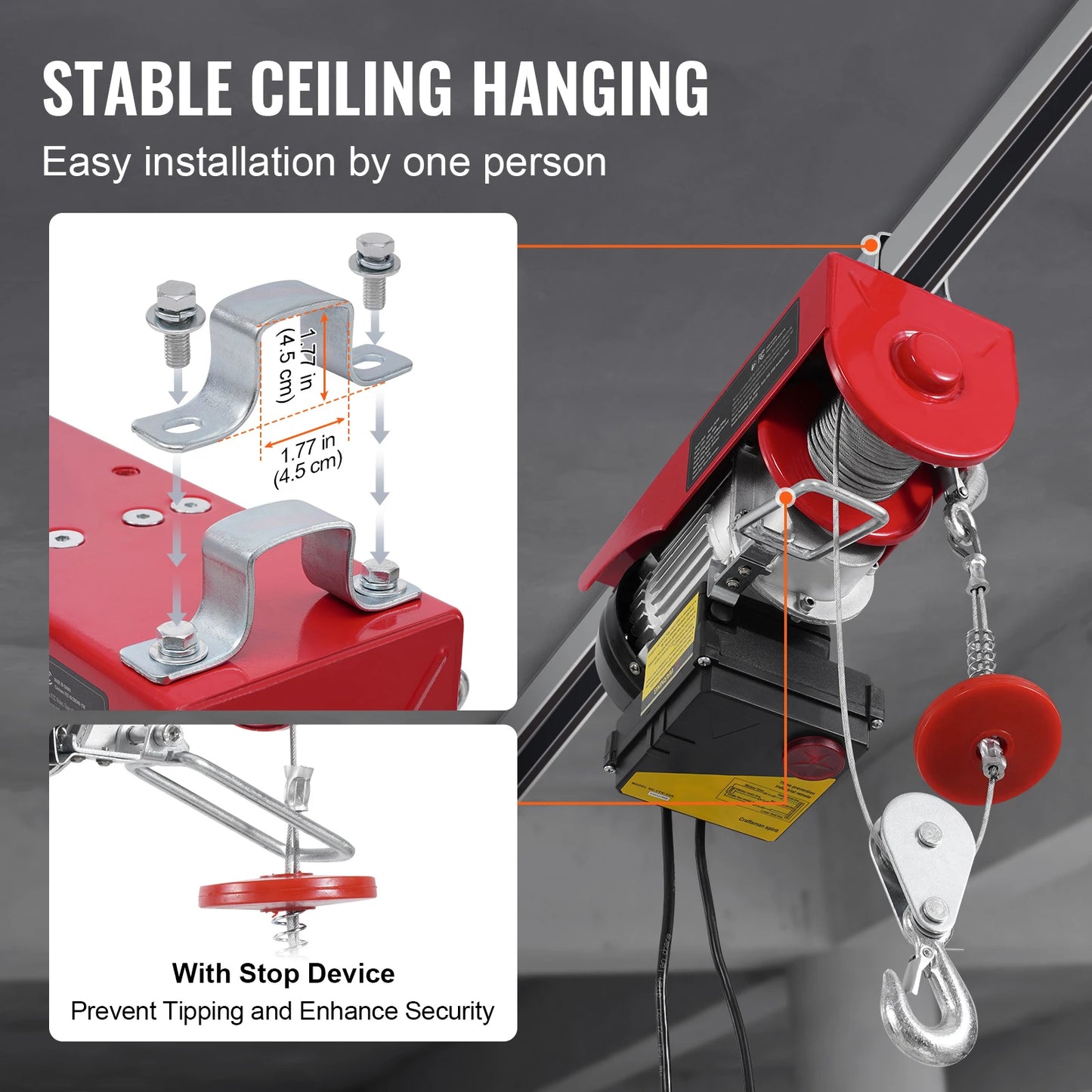 SucceBuy Wireless Electric Hoist Garage Lifting Heavy Loads