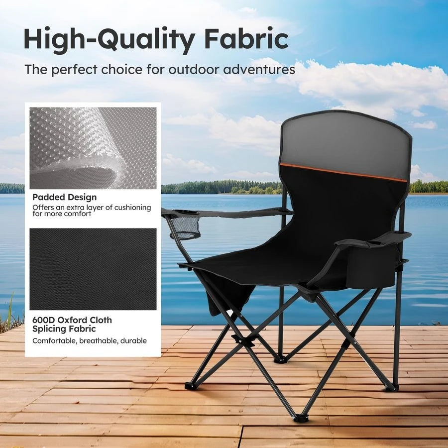 Camping Chair 2 Pack With 3 Can Cooler Bag And Cup Holder