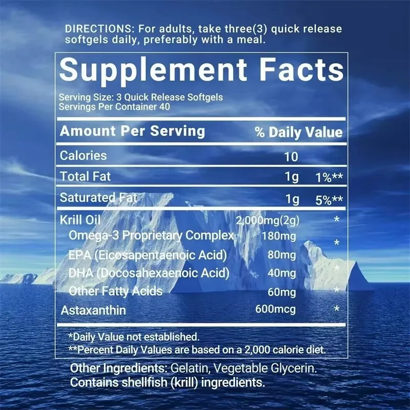 Xemenry Antarctic Krill Oil Capsules With Omega 3 EPA DHA