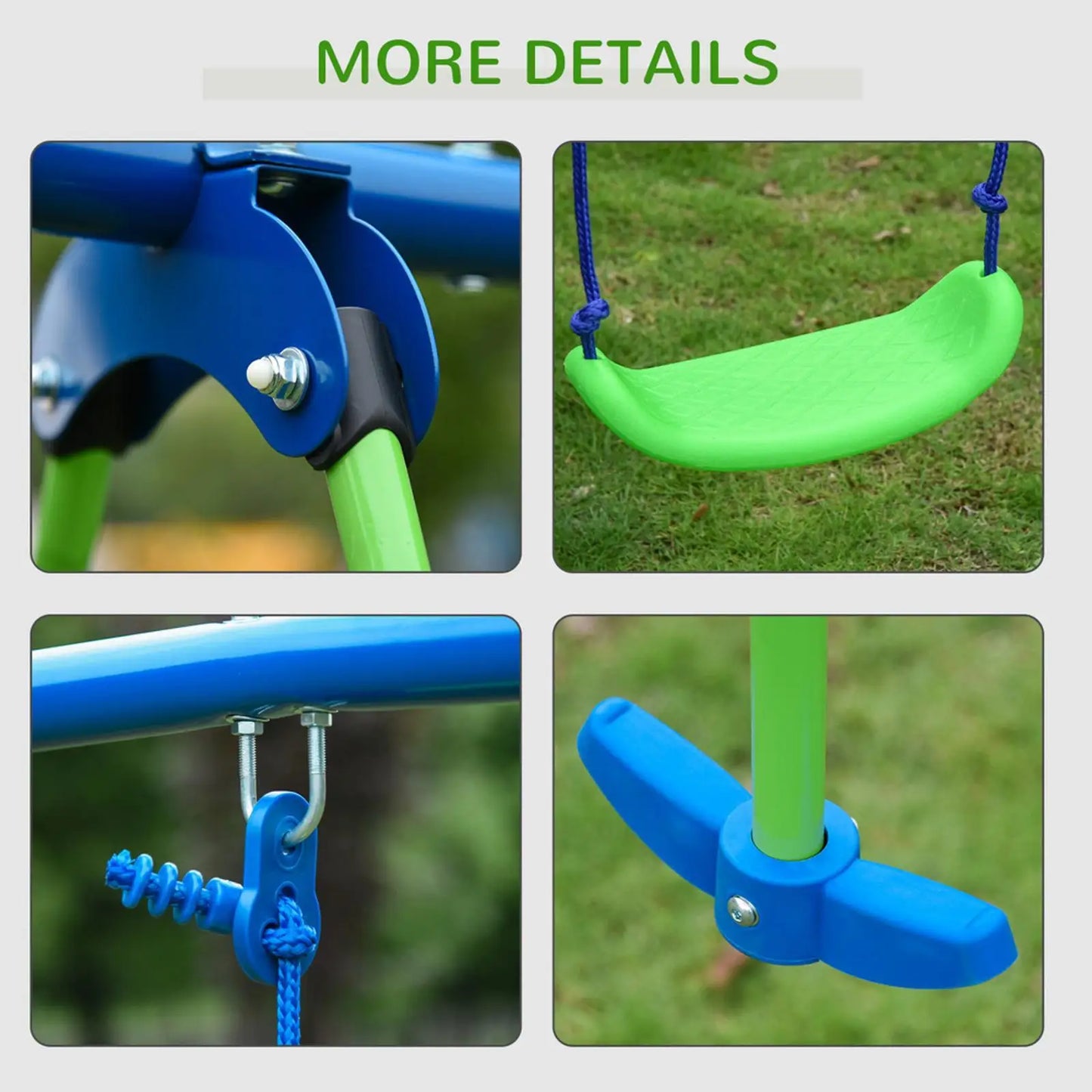 Heavy Duty Outdoor Swing Set with Adjustable Height Metal Frame