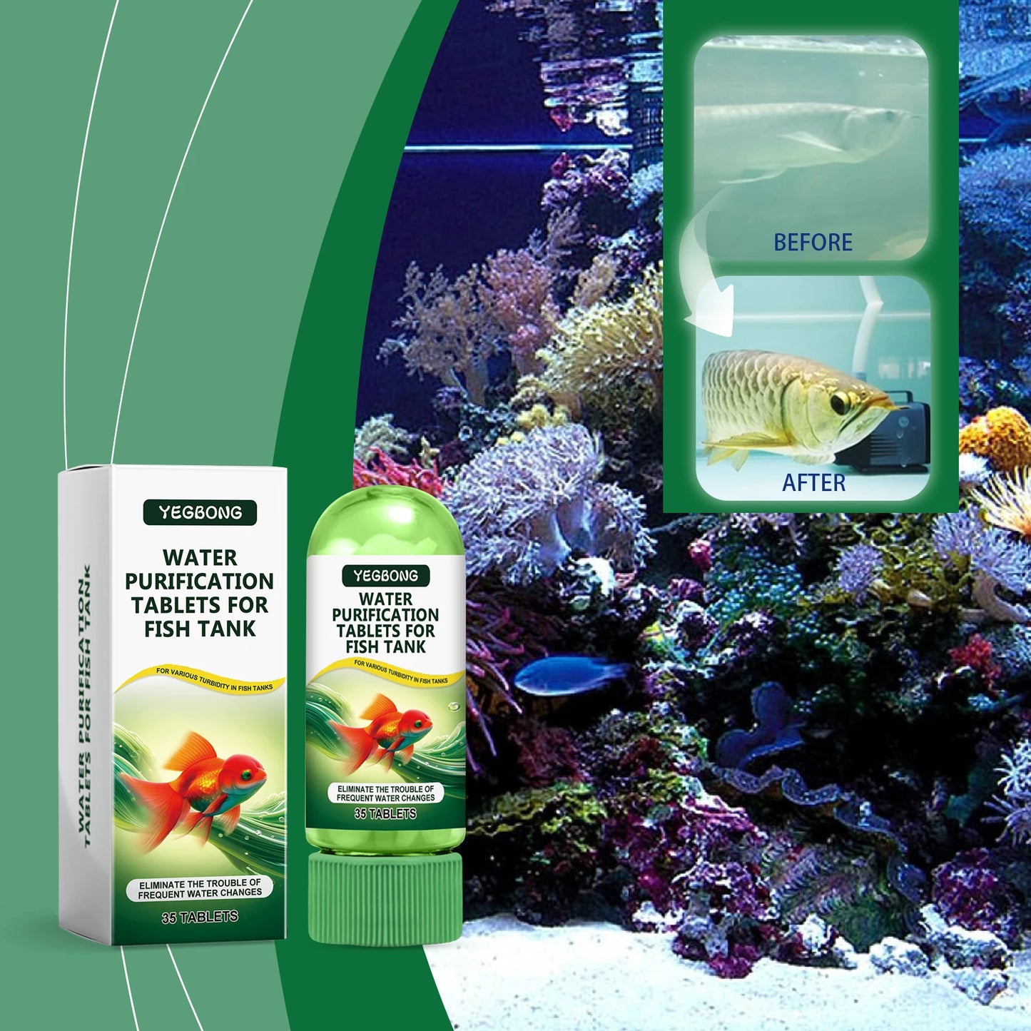 Fish Tank Water Purification Tablets For Clear Algae Free Aquariums