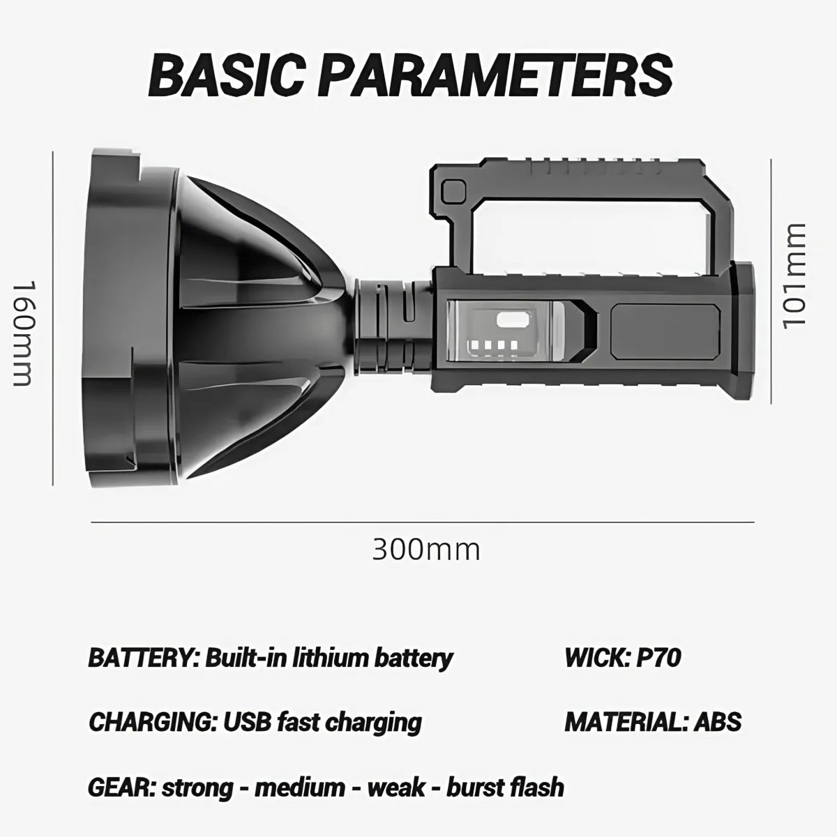 Skywolfeye USB Rechargeable LED Flashlight High Power Spotlight