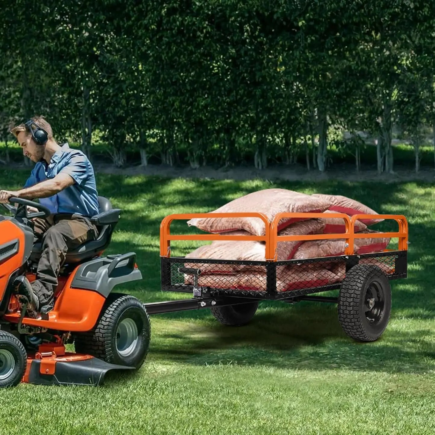 HiMISS ATV Trailer Garden Cart Wheels Utility Trailer For Tractors ATVs
