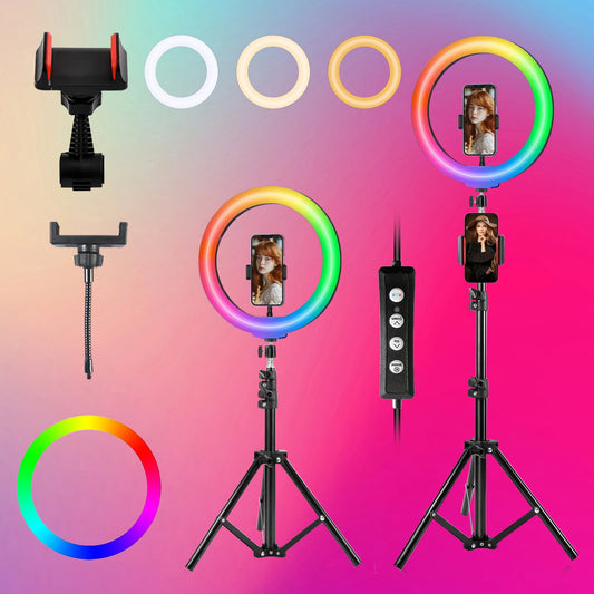 UEGOGO Dimmable LED Ring Light Kit Tripod Phone Holder