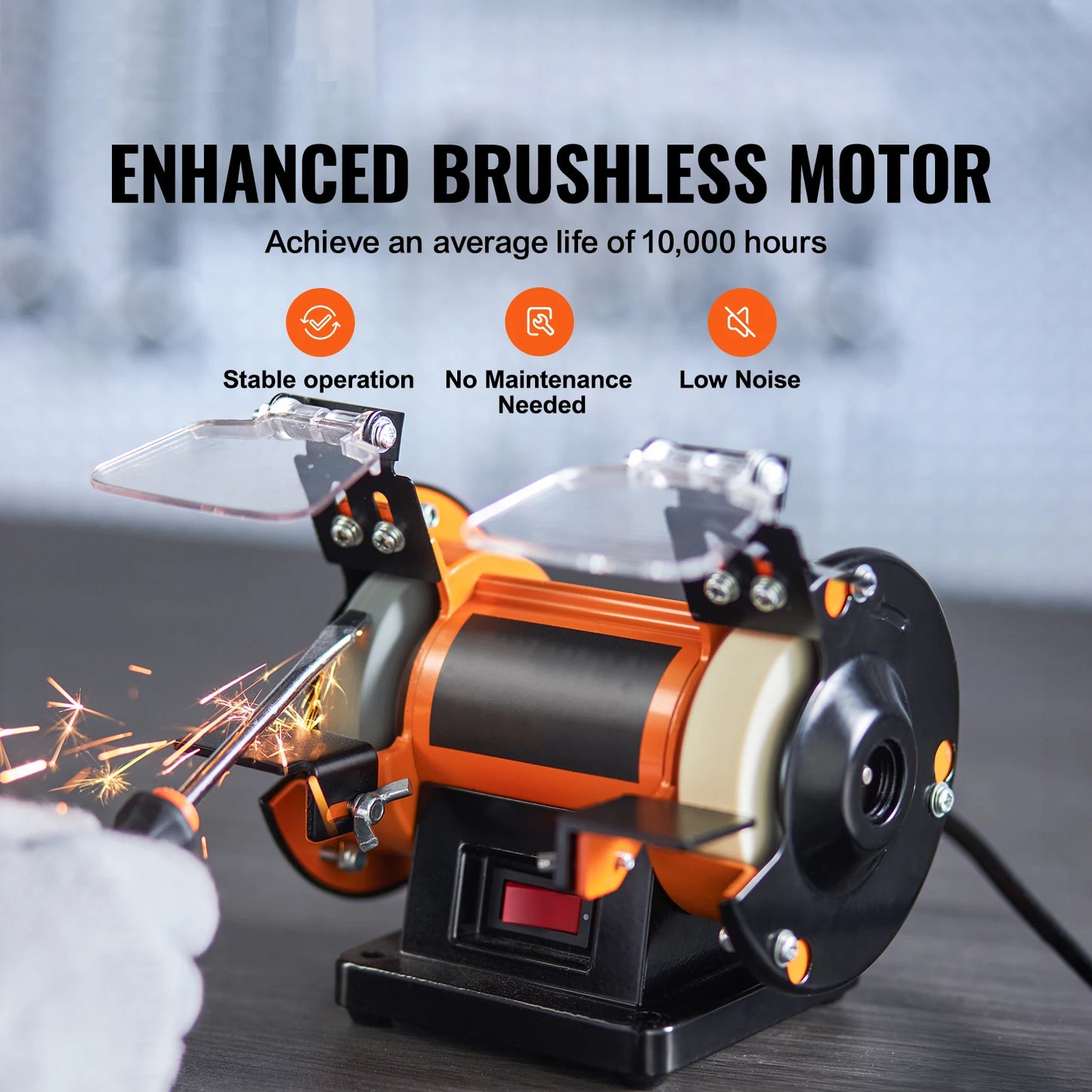 SucceBuy Jewelry Polisher Buffer Brushless Adjustable Speed Bench Grinder