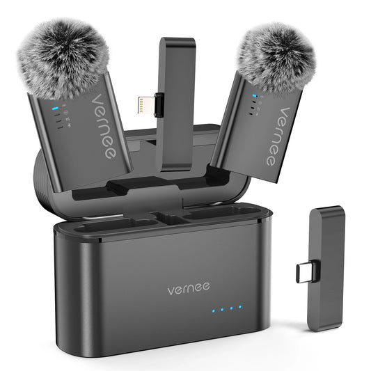 Vernee M1 Wireless Lavalier Microphone With Charging Case