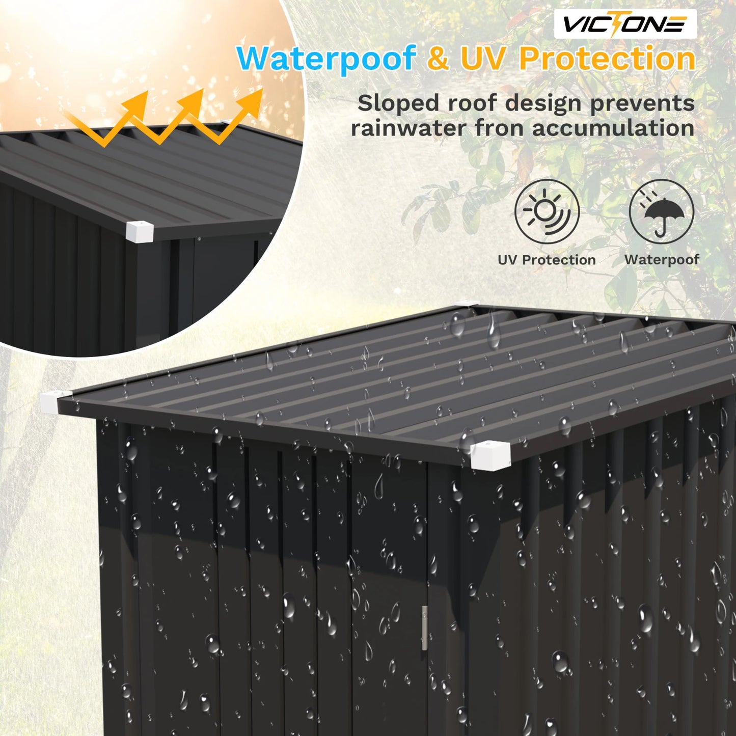 Victone Outdoor Storage Shed With Sloped Roof And Lockable Door For Garden Tools