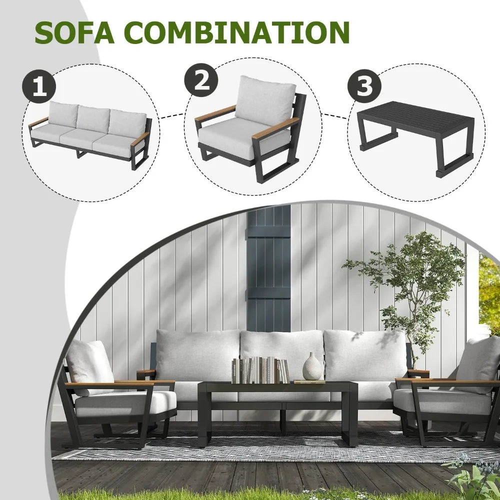 Aluminum Outdoor Patio Conversation Set With Table