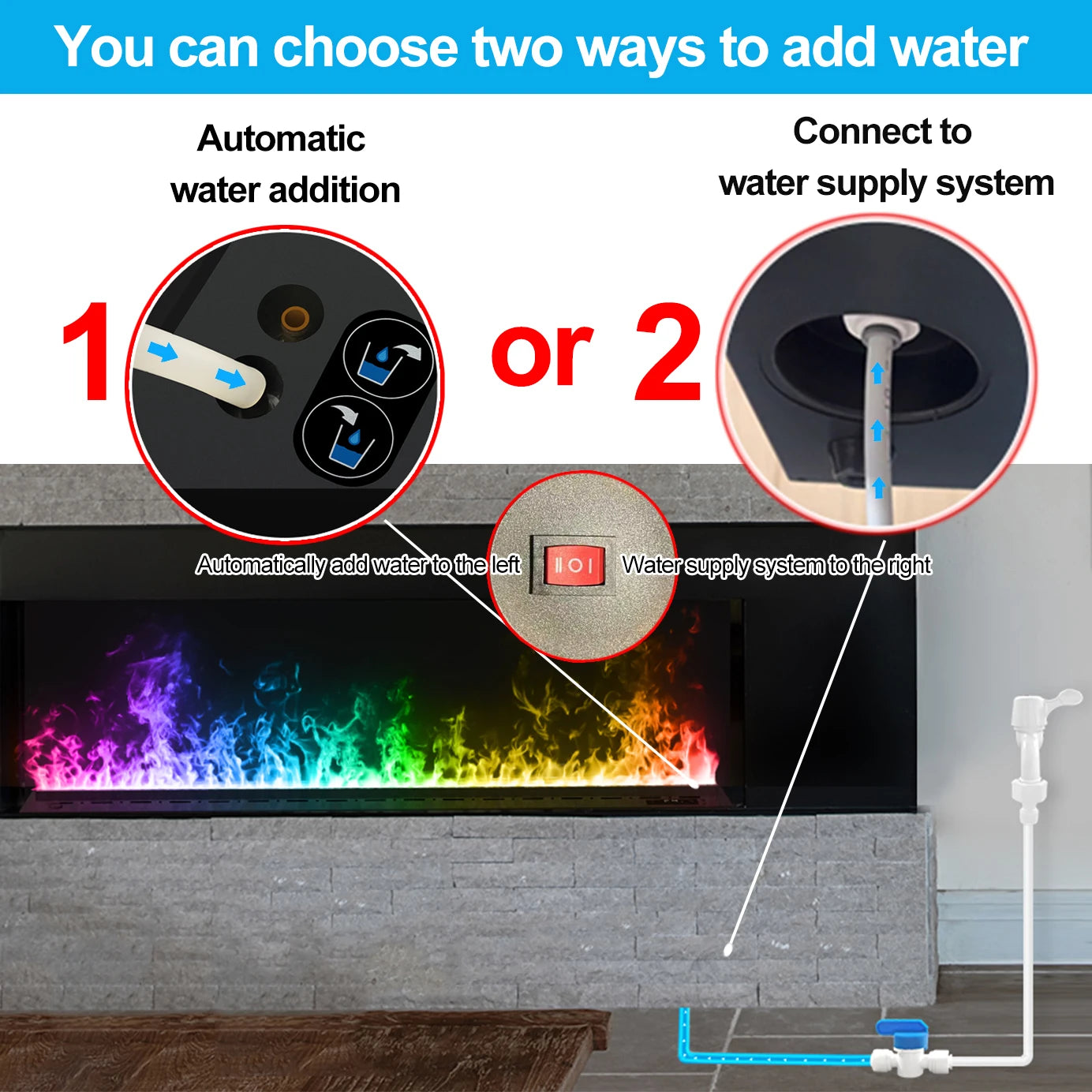 AFLYEVER Intelligent Water Replenishment 3D Atomization Fireplace