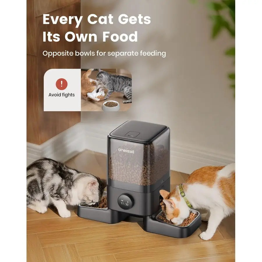 Automatic Cat Feeder for Two Cats Timed Food Dispenser