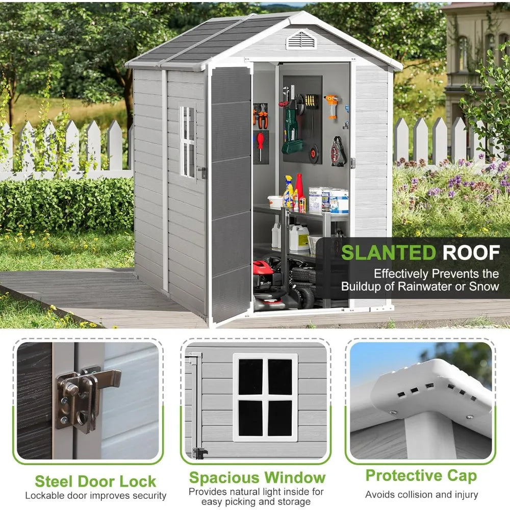 Plastic Outdoor Shed With Floor Waterproof For Garden Tools