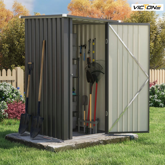 Victone Outdoor Storage Shed With Sloped Roof And Lockable Door For Garden Tools