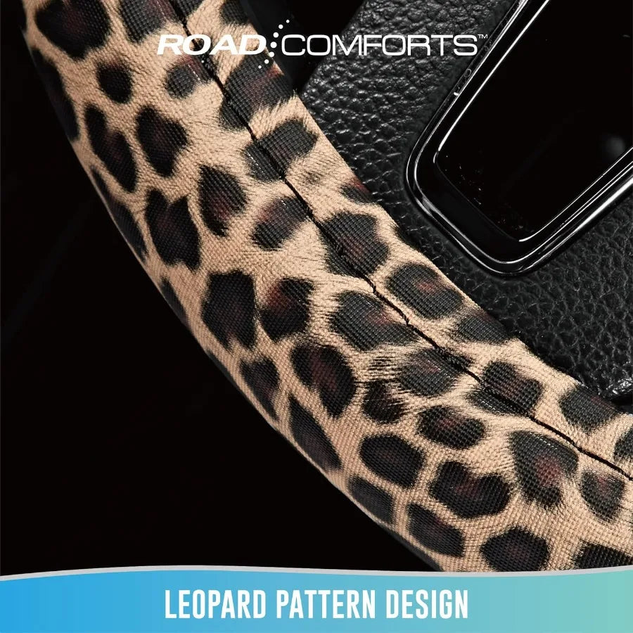 Leopard Print PVC Steering Wheel Cover Anti Slip Universal Fit