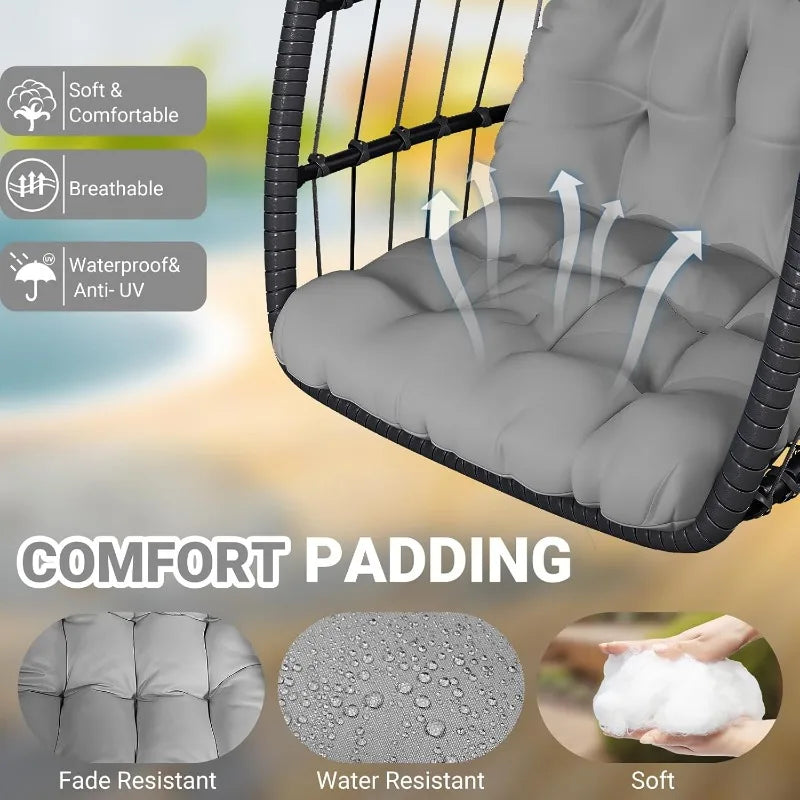 Egg Chair With Stand Patio Rattan Wicker Hammock Chair