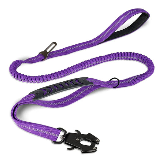 Reflective Shock Absorbing Pet Leash No Pull With Car Seatbelt
