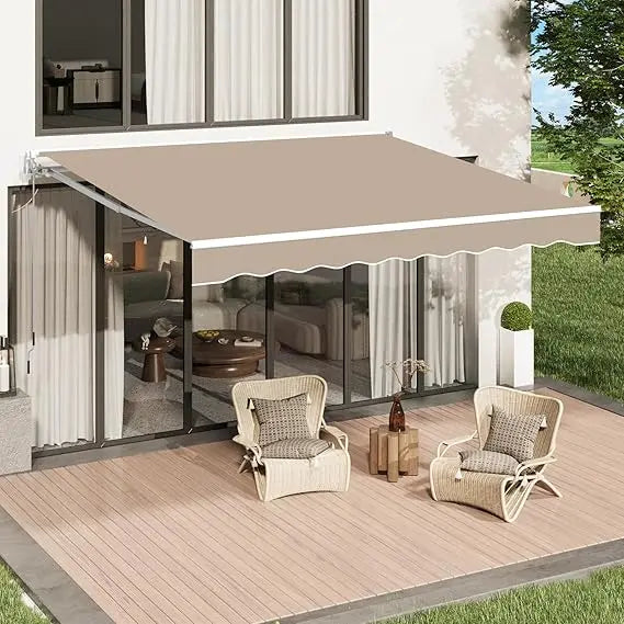 Retractable Awning Manual Patio Sun Shade Shelter Water Resistant Polyester
