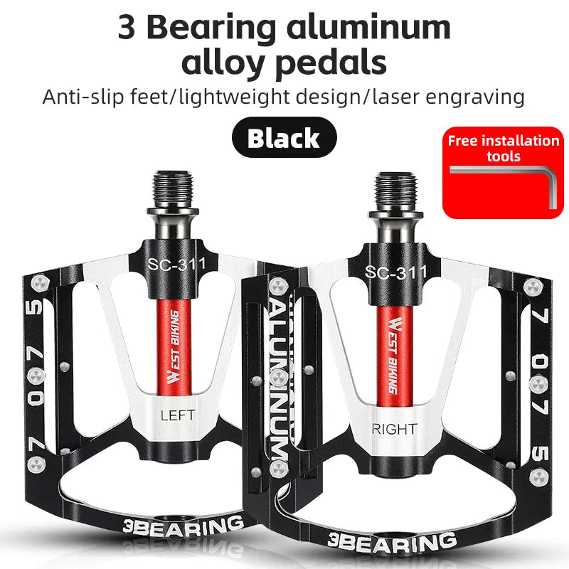 West Biking Ultralight Aluminum Bicycle Pedal for Mountain and Road Bikes