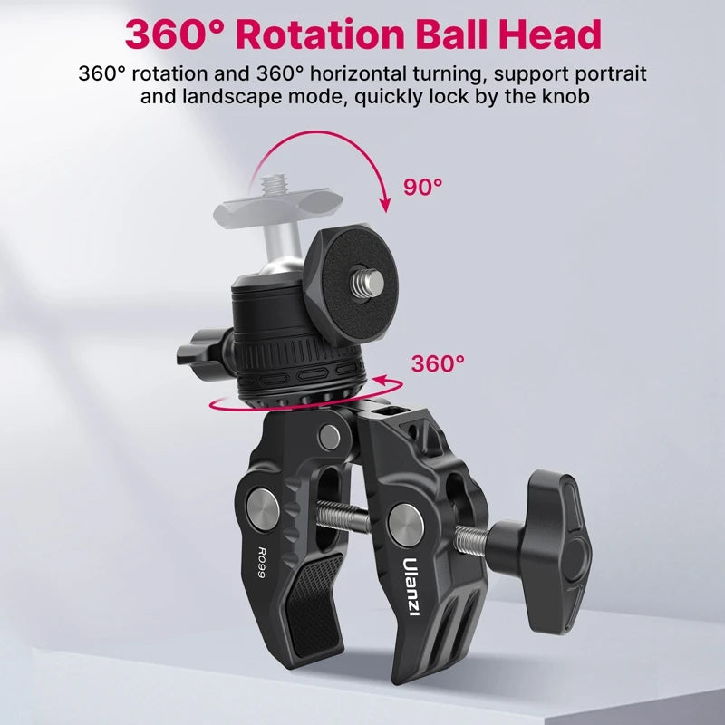 VIJI R099 Super Clamp With 360 Degree Mini Ball Head For GoPro