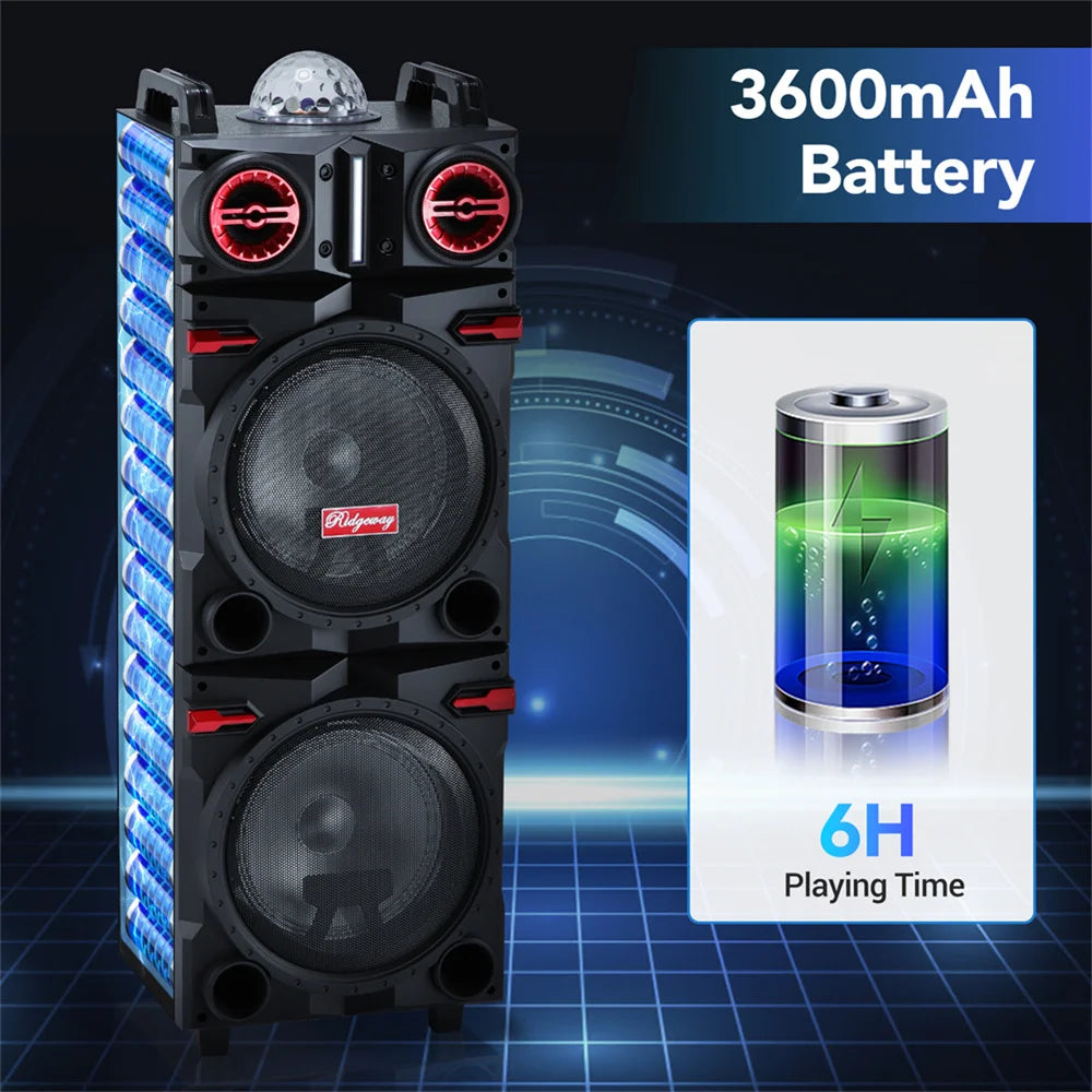 CURUK 9000W Portable Bluetooth Speaker with Dual Subwoofer