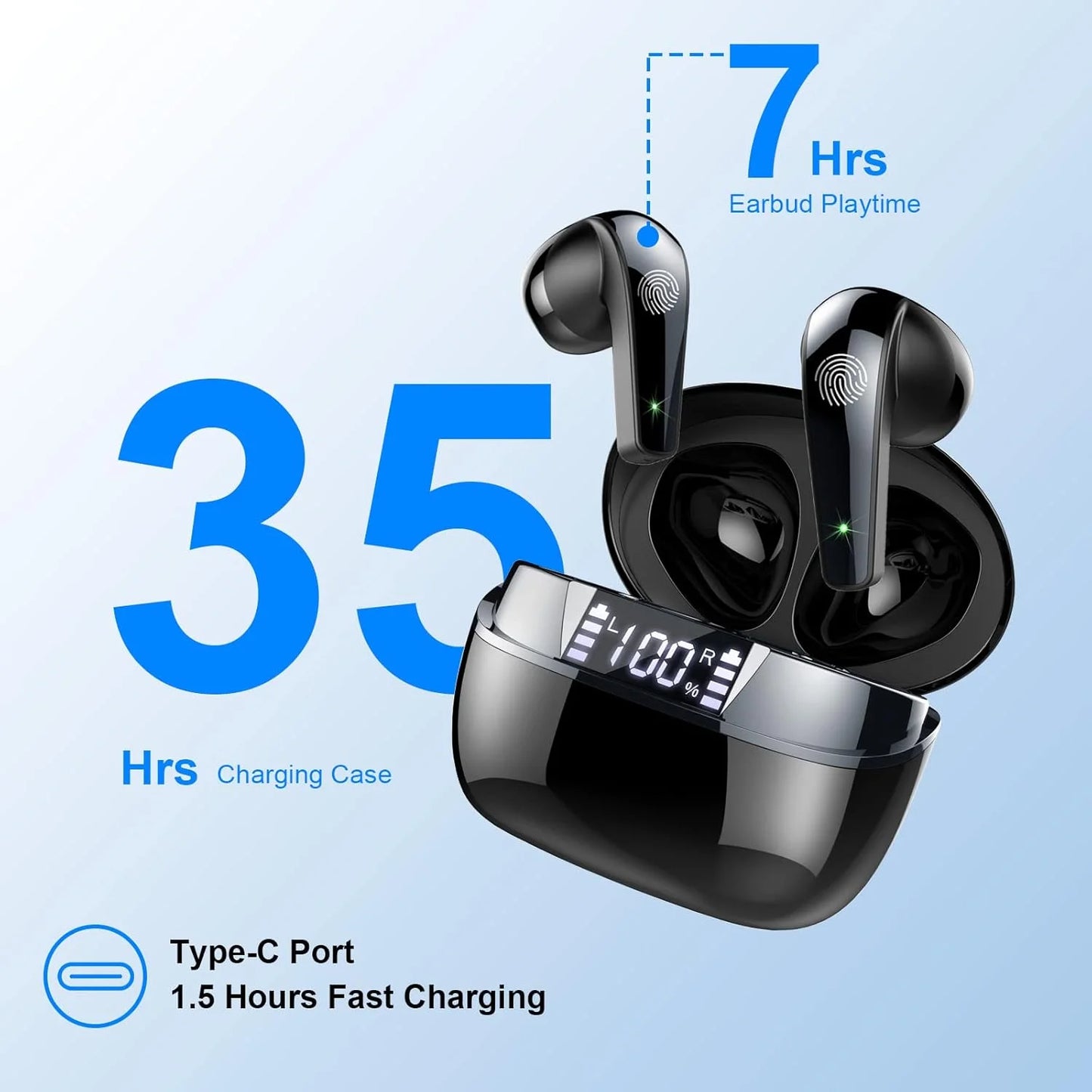 Btootos Wireless Earbuds Bluetooth Five Point Three Stereo Bass IPX7