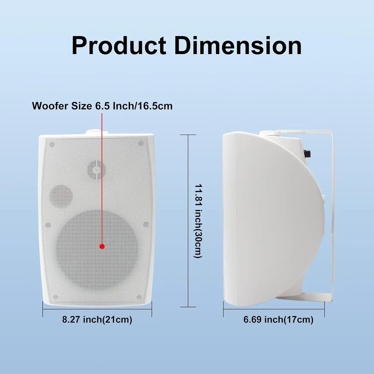 Herdio 2 Pack Outdoor Wall Mount Passive Waterproof 400W Speakers