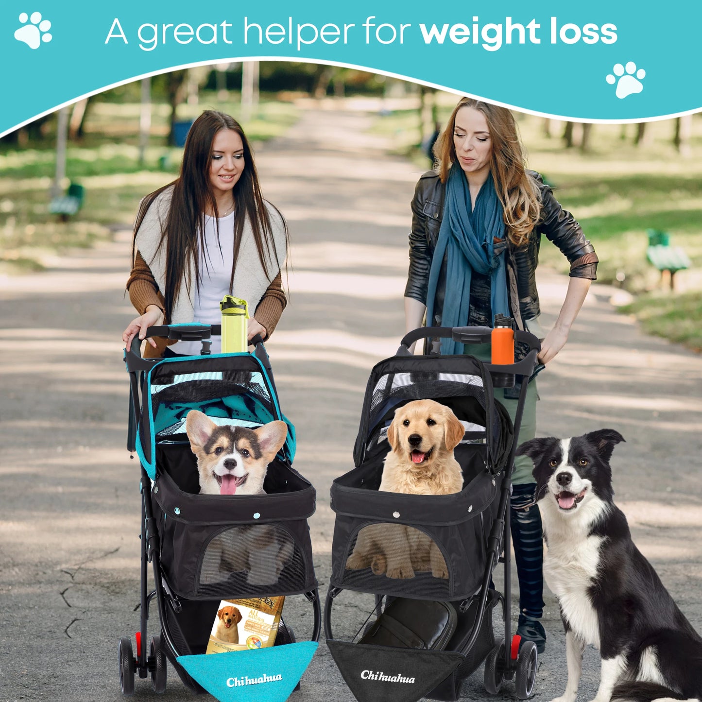 Chihuahua Dog Stroller Foldable With Universal Wheels For Travel