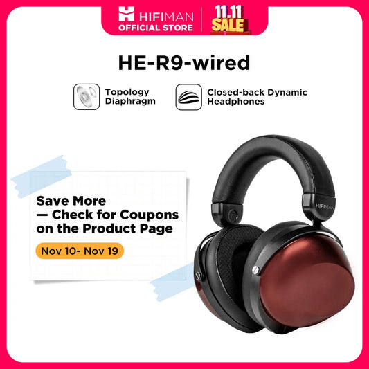 Hifiman HE-R9 Topology Diaphragm Closed-Back Wired Over-Ear Headphones
