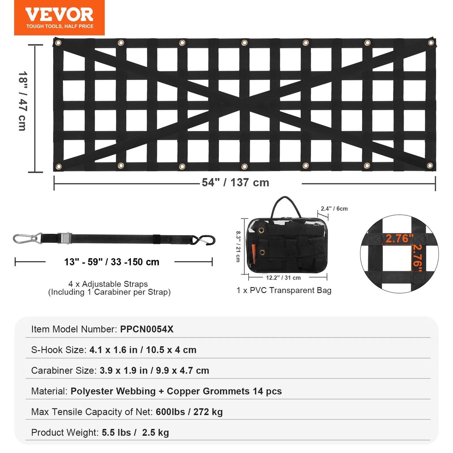 Universal Car Trunk Net Mesh With Telescopic Straps Cargo Organizer