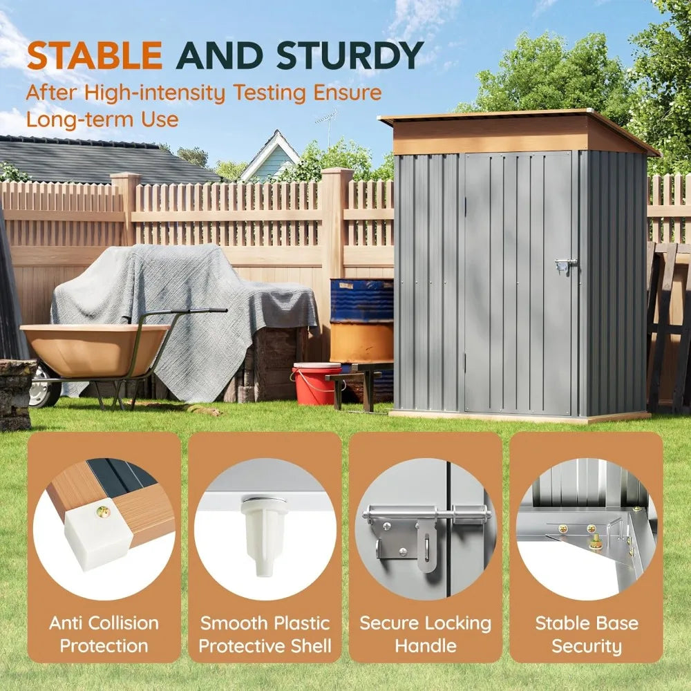 MultiUse Metal Garden Shed With Floor Frame And Lockable Doors