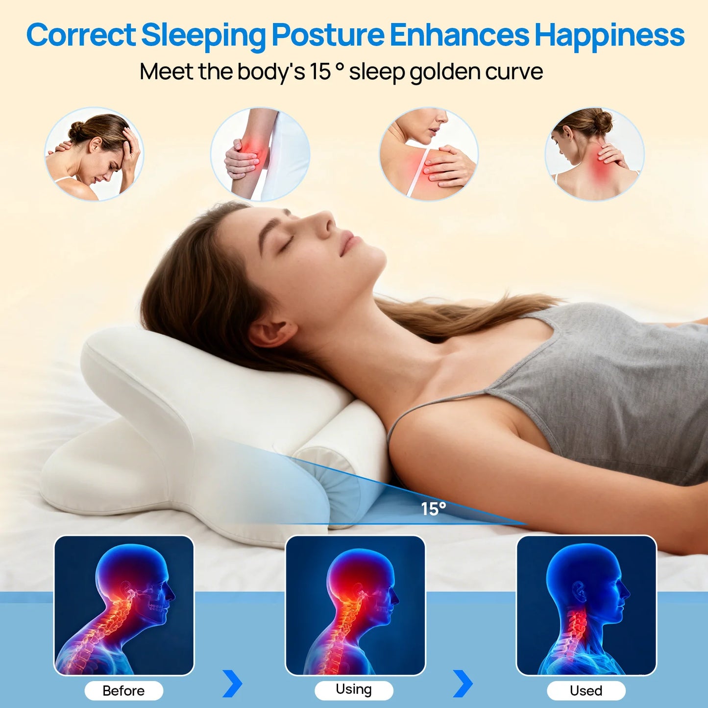 JHK Ergonomic Memory Foam Cervical Pillow For Neck Support