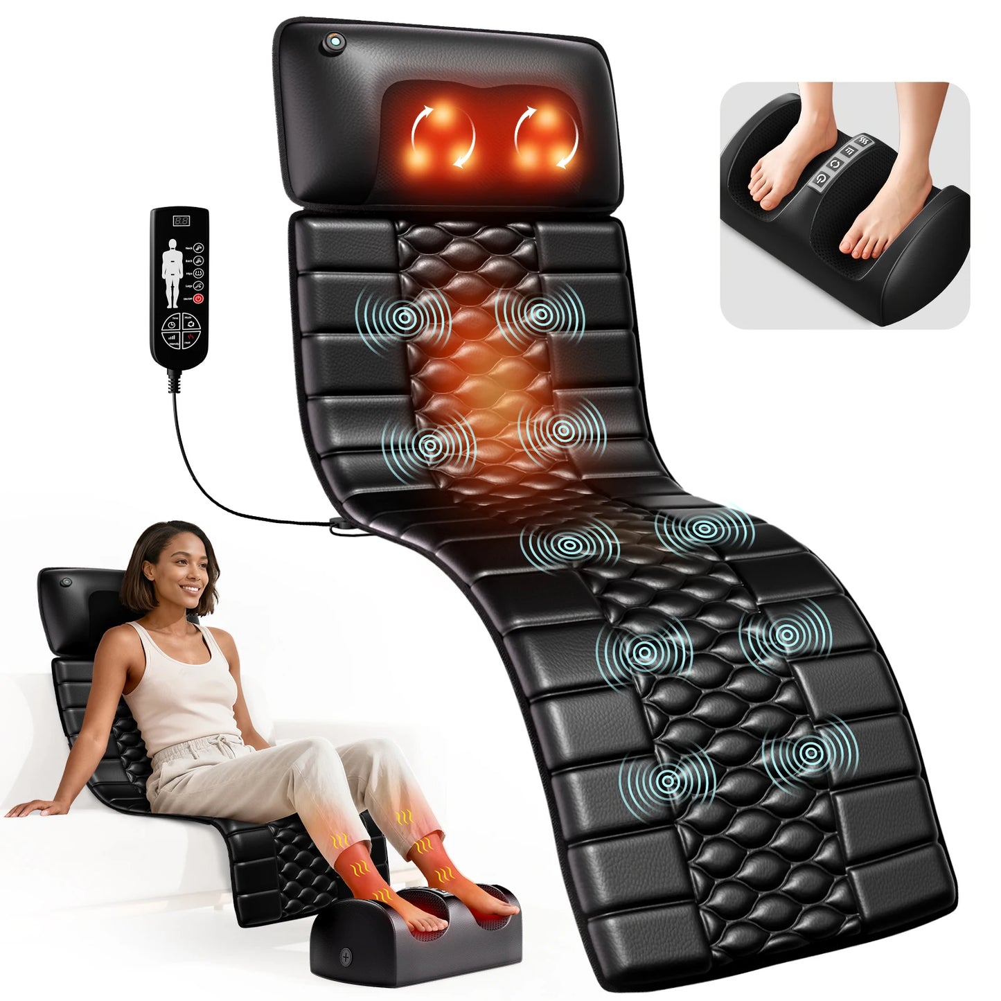 HOMEMASSAE Shiatsu Full Body Massage Mat With Heat and 9 Intensity Levels
