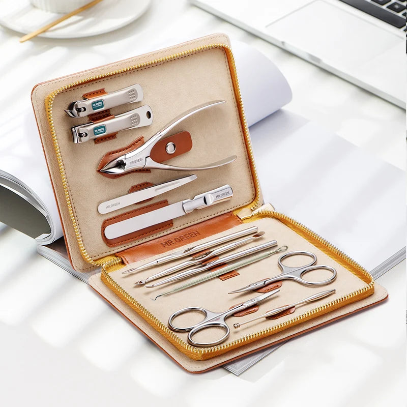 MR.GREEN 12 In 1 Manicure Set Stainless Steel Pedicure Kit Portable Case
